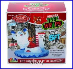 Blow-Up Inflatable Rudolph Christmas Tree Wrap with Built-In LED Lights Holiday