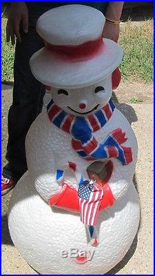 Blowmold Christmas/patriotic Snowman Red White & Blue NICE New England Patriots