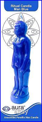 Blue Man Image 7.25 Candle Vela Azul Con Imagen De Hombre Pagan Spell Hoodoo