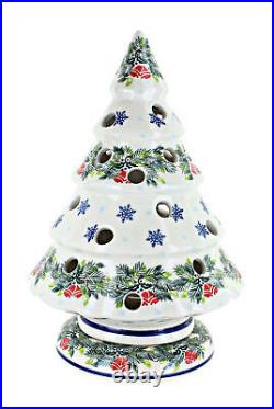 Blue Rose Polish Pottery Mistletoe Christmas Tree Luminary