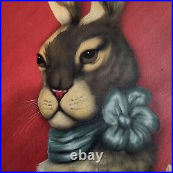 Bonnie Barrett Boardwalk Originals Bunny Portrait In An Egg Disc Hand Painted