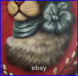Bonnie Barrett Boardwalk Originals Bunny Portrait In An Egg Disc Hand Painted