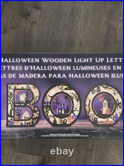 Boo Halloween Light-Up Wood Mantel Letters