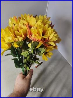 Bouquet Artificial Flowers Autumn Fall Floral Sunflower Orange Maple Leaves
