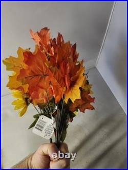 Bouquet Artificial Flowers Autumn Fall Floral Sunflower Orange Maple Leaves