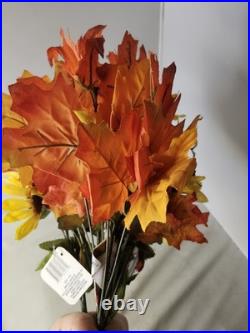 Bouquet Artificial Flowers Autumn Fall Floral Sunflower Orange Maple Leaves