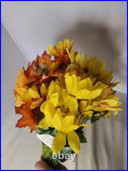 Bouquet Artificial Flowers Autumn Fall Floral Sunflower Orange Maple Leaves