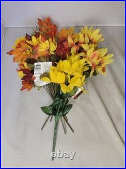 Bouquet Artificial Flowers Autumn Fall Floral Sunflower Orange Maple Leaves