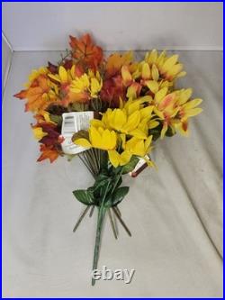 Bouquet Artificial Flowers Autumn Fall Floral Sunflower Orange Maple Leaves