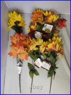 Bouquet Artificial Flowers Autumn Fall Floral Sunflower Orange Maple Leaves