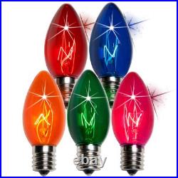 Box of 100 C9 Twinkle Multicolor Triple Dipped Transparent Christmas Bulbs