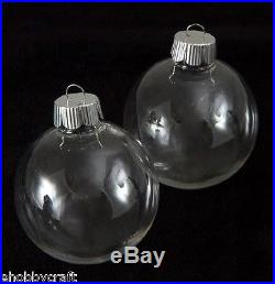 Box of 50 67mm (2.64) Round Clear Plastic Ball Ornaments -Great For Crafts