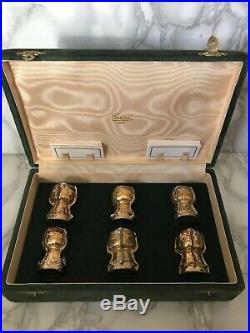 Boxed Set of Six Gucci Champagne Cork Place Card Holders. Mid Century. Stylish