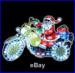 Brand New Christmas Santa LED Light Animated Riding Motorbike Decoration Piece