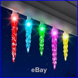Brand New GEMMY Light Show Set of 24 Color Changing LED Icicle Lights Christmas