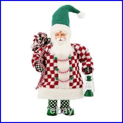 Brand New Mackenzie Childs Check It Out Small Fabric Santa