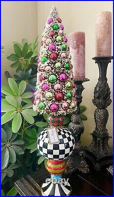 Brand New Mackenzie Childs Christmas Granny Kitsh Bottle Brush Pedestal Tree 28