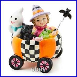Brand New Mackenzie Childs Trick or Treat Friends in Cart Figurine