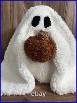 Brand New Pottery Barn Gus The Ghost With Pumpkin Pillow Halloween