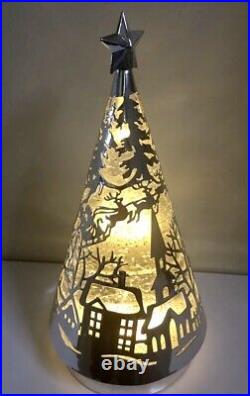 Brand new Laura Ashley Christmas Tree Lit Swirling Snowglobe Much Sought After