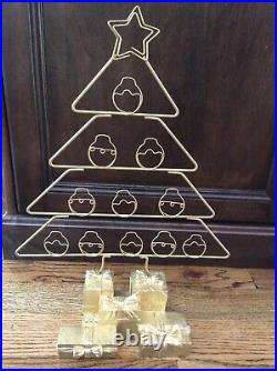 Brass Christmas tree Santa Head Star gift card holder 19 gold base wrapped HTF