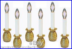 Brass Pineapple Electric Window Candlestick Lamps Set Of Six