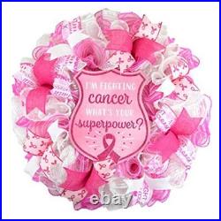 Breast Cancer Awareness Wreath Pink White Burlap Wreath Cancer Awareness