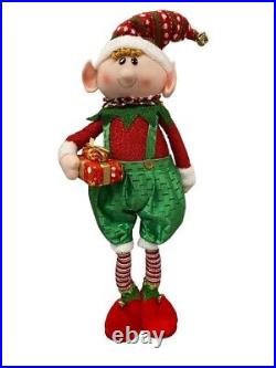 Burton + BURTON Green Red BOY ELF Christmas Decor 36 Standing Doll NWT New