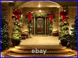 CGC 80cm Extra Large Pre lit LED Green Christmas Wreath Indoor or Outdoor