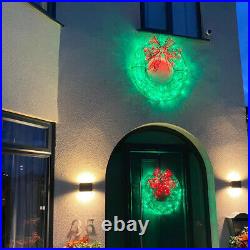 CGC Christmas Wreath Large Medium Artificial 90cm 60cm Lit LED Green Bow Outdoor