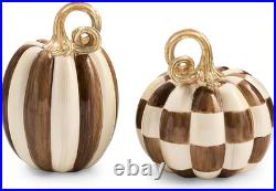 CHILDS Resin Pumpkins Set, Petite, Chocolate Check and Stripe