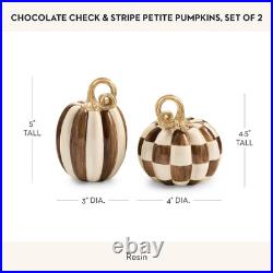 CHILDS Resin Pumpkins Set, Petite, Chocolate Check and Stripe