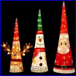 CHRISTMAS 18 REINDEER, 24 SNOWMAN, 32 SANTA TINSEL CHARACTER CONES YARD DECOR