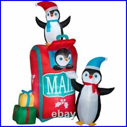 CHRISTMAS 6.5 Ft PENGUIN MAIL BOX GIFT Airblown Inflatable YARD DECORATION