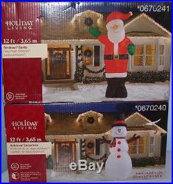 CHRISTMAS Airblown INFLATABLE 12′ Giant Santa Claus and 12′ Snowman by Gemmy