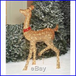 Christmas Buck Doe Sculpture Set Reindeer Deer Light Outdoor Yard Xmas Decor New