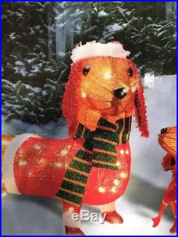 CHRISTMAS HOLIDAY New 2 DACHSHUND Doxie Weiner Dog LIGHT UP Set INDOOR/OUTDOOR