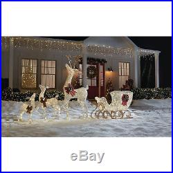 CHRISTMAS LIGHTED DEER SLEIGH Pre Lit LED Outdoor Yard Xmas Holiday Decor
