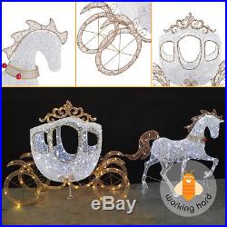 CHRISTMAS LIGHTED HORSE CARRIAGE Pre Lit LED Indoor Outdoor Xmas Holiday Decor