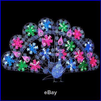 CHRISTMAS LIGHTSHOW LIGHTED PEACOCK 5 FT PROP DECORATION YARD