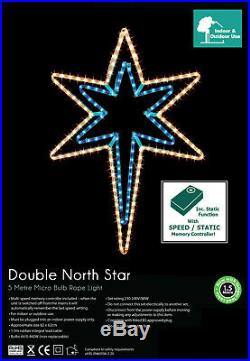 CHRISTMAS OUTDOOR DOUBLE NORTH STAR ROPE LIGHT DECORATION With MULTI FUNCTION 1012