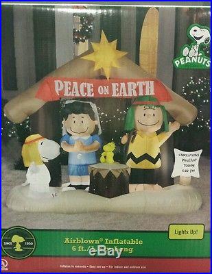 CHRISTMAS PEANUTS NATIVITY SNOOPY CHARLIE PEACE ON EARTH AIRBLOWN INFLATABLE