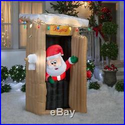 CHRISTMAS SANTA ANIMATED OUTHOUSE BATHROOM Airblown Inflatable GEMMY
