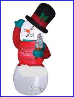 CHRISTMAS SANTA ANIMATED SHIVERING BRAIN FREEZE SNOWMAN 6 FT Airblown Inflatable