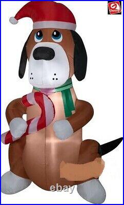 CHRISTMAS SANTA CANDY CANE DOG Airblown Inflatable 6 FT GEMMY