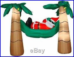CHRISTMAS SANTA HAMMOCK TROPICAL BEACH PALM TREES Airblown Inflatable GEMMY 7.5
