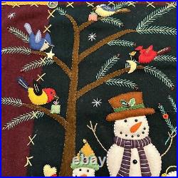 CHRISTMAS XL PIllow SHAM NEW WORLD ARTS Snow Family HANDMADE DETAILED Wool