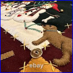 CHRISTMAS XL PIllow SHAM NEW WORLD ARTS Snow Family HANDMADE DETAILED Wool