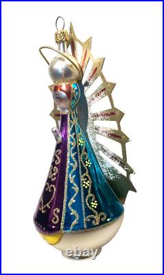 CHRISTOPHER RADKO RARE Santa Maria 1996 Foil Wings Hand Blown Painted Glass Orn