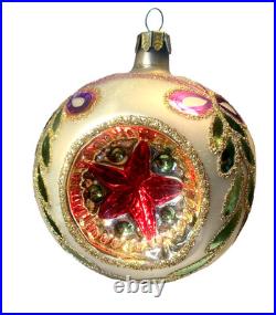 CHRISTOPHER RADKO RARE Star Wonder Triple Reflector Ball 91 Blown Painted Glass CHRISTOPHER RADKO RARE Star Wonder Triple Reflector Ball 91 Blown Painted Glass